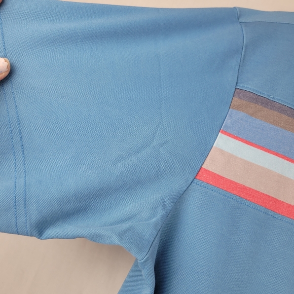 Travis Mathew Blue Stripe Golf Shirt - Picture 7 of 8